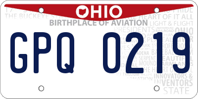 OH license plate GPQ0219