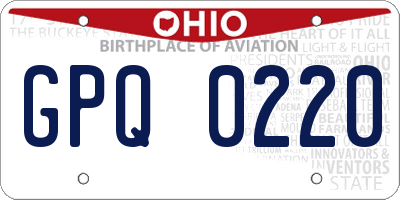 OH license plate GPQ0220