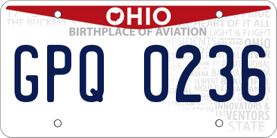OH license plate GPQ0236