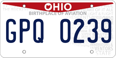 OH license plate GPQ0239