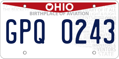 OH license plate GPQ0243
