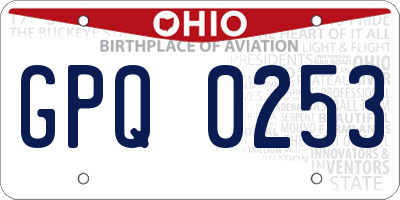 OH license plate GPQ0253