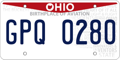 OH license plate GPQ0280