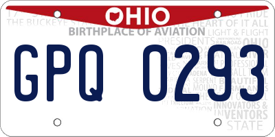 OH license plate GPQ0293