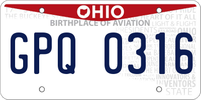 OH license plate GPQ0316