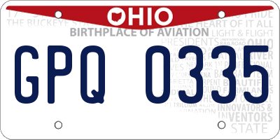 OH license plate GPQ0335