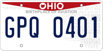 OH license plate GPQ0401