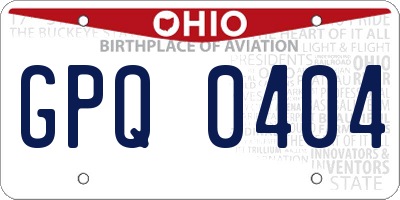 OH license plate GPQ0404
