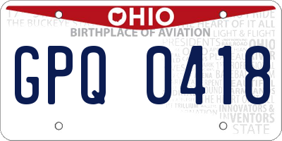 OH license plate GPQ0418