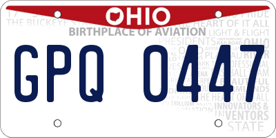 OH license plate GPQ0447