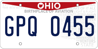 OH license plate GPQ0455