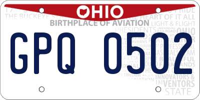OH license plate GPQ0502