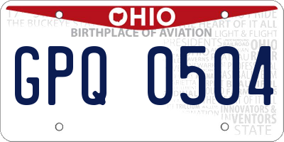 OH license plate GPQ0504