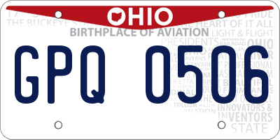 OH license plate GPQ0506