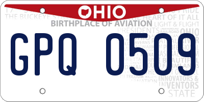 OH license plate GPQ0509