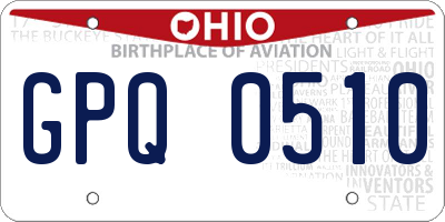 OH license plate GPQ0510