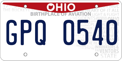 OH license plate GPQ0540
