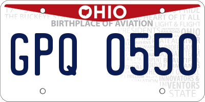 OH license plate GPQ0550