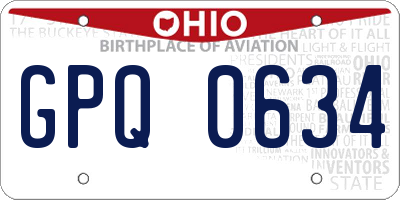 OH license plate GPQ0634