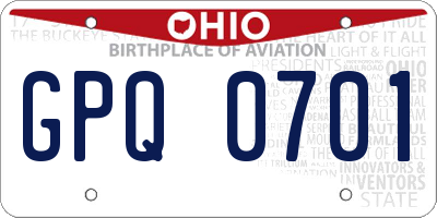 OH license plate GPQ0701