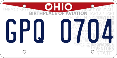 OH license plate GPQ0704
