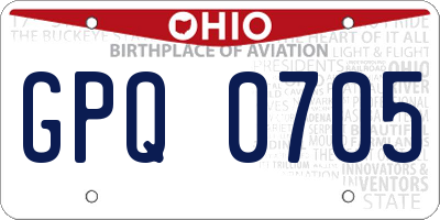 OH license plate GPQ0705