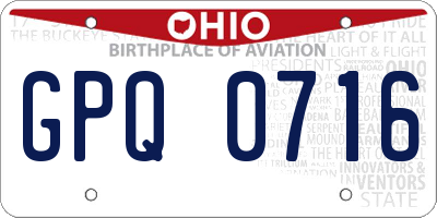 OH license plate GPQ0716