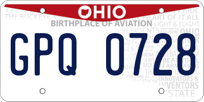 OH license plate GPQ0728