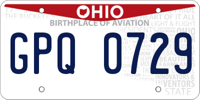 OH license plate GPQ0729