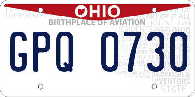 OH license plate GPQ0730