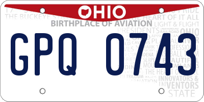 OH license plate GPQ0743