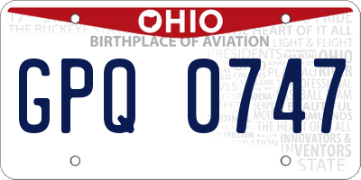 OH license plate GPQ0747