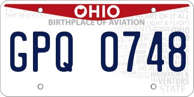 OH license plate GPQ0748