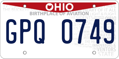 OH license plate GPQ0749