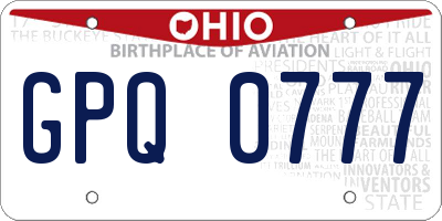 OH license plate GPQ0777