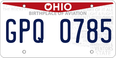 OH license plate GPQ0785