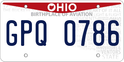 OH license plate GPQ0786