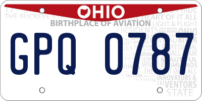 OH license plate GPQ0787