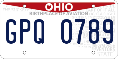 OH license plate GPQ0789