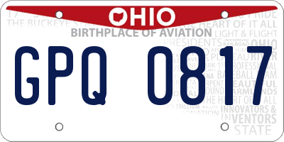 OH license plate GPQ0817