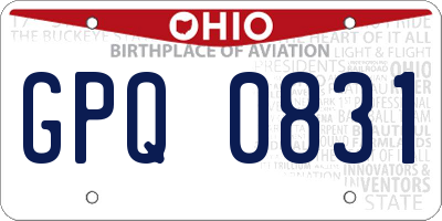 OH license plate GPQ0831