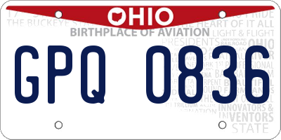 OH license plate GPQ0836