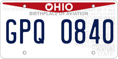 OH license plate GPQ0840