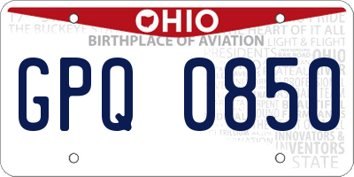 OH license plate GPQ0850