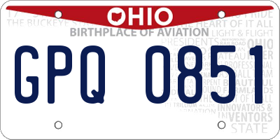 OH license plate GPQ0851