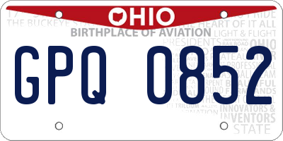 OH license plate GPQ0852