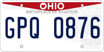 OH license plate GPQ0876