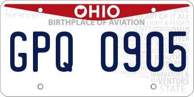 OH license plate GPQ0905