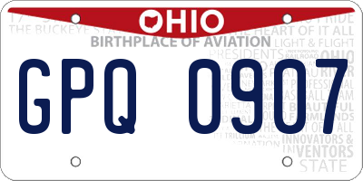 OH license plate GPQ0907