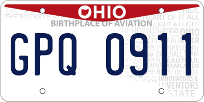 OH license plate GPQ0911